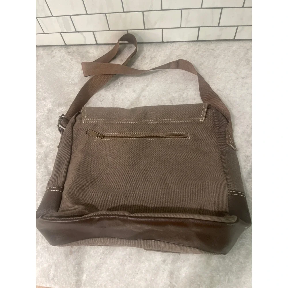 Logomark Messenger Bag Unisex Large Brown Noritsu Canvas Buckle Crossbody Tech